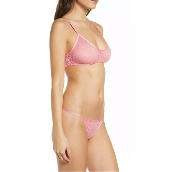 Free People Other - Free People XL Pink Kelly Lace Bralette Thong Set